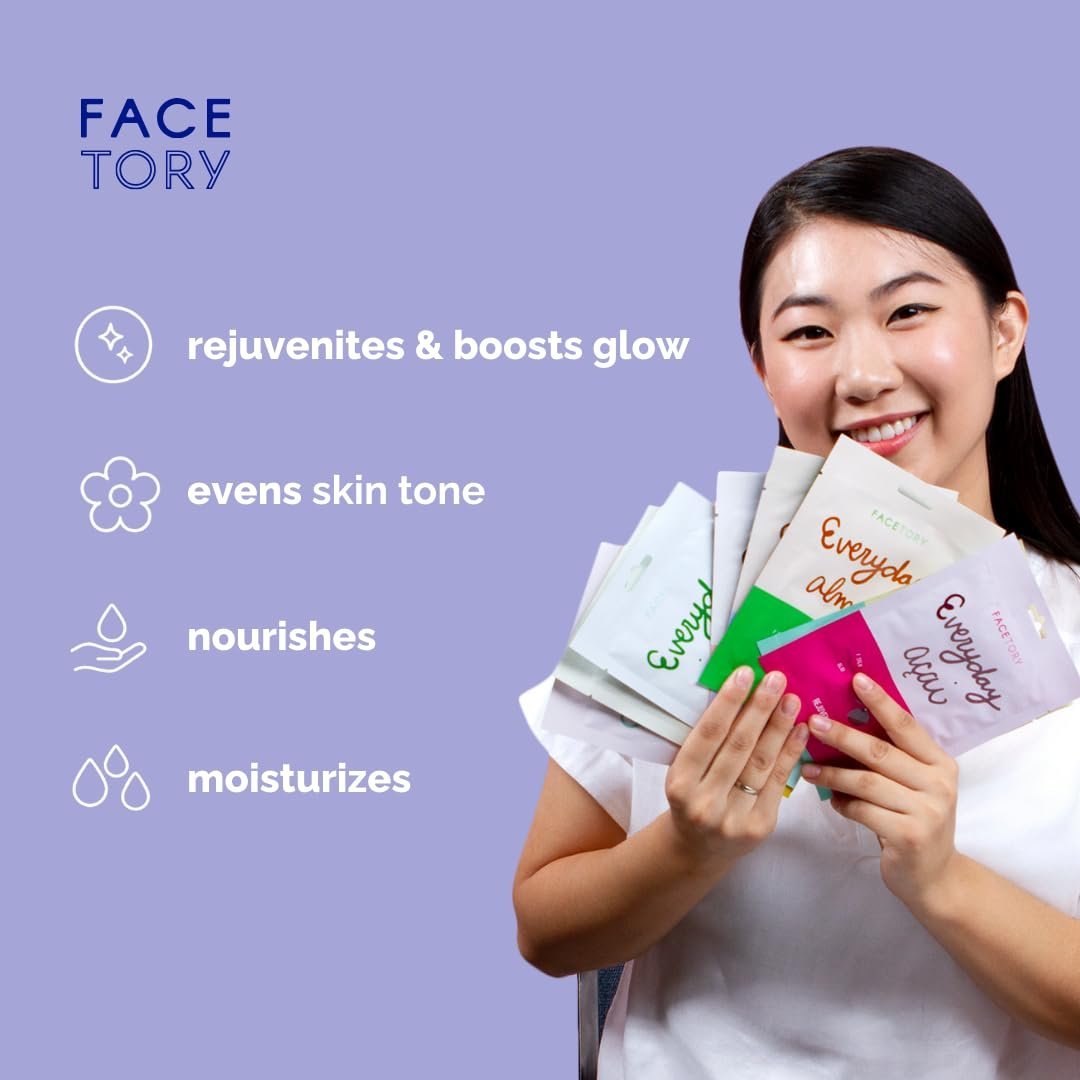 facetory k beauty face mask skin care everyday 8 collection sheet mask set | natural premium korean face mask for all skin types no sulfates no parabens (8 pc) facetory k beauty face mask skin care everyday 8 collection sheet mask set | natural premium korean face mask for all skin types no sulfates no parabens (8 pc)