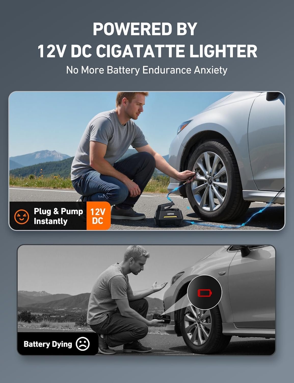 astroai tire inflator portable air compressor air pump for car tires car accessories, 9.8ft cord 12v dc powered auto pump with digital pressure gauge, emergency led light for bicycle, balloons, yellow astroai tire inflator portable air compressor air pump for car tires car accessories, 9.8ft cord 12v dc powered auto pump with digital pressure gauge, emergency led light for bicycle, balloons, yellow