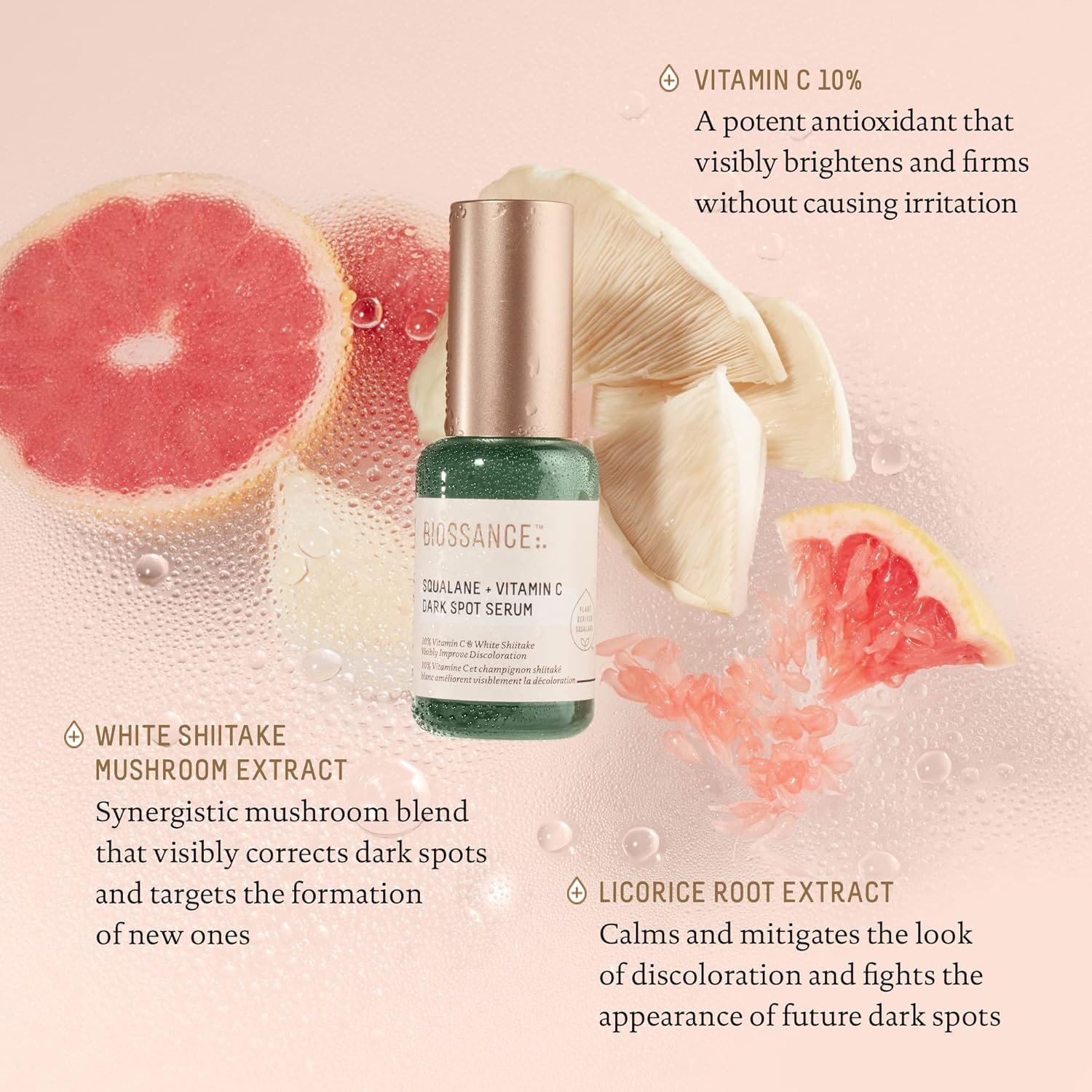 biossance squalane + vitamin c dark spot face serum – 10% vitamin c serum & white shiitake – hydrating, fragrance free, non irritating, for daily use for all skin types biossance squalane + vitamin c dark spot face serum – 10% vitamin c serum & white shiitake – hydrating, fragrance free, non irritating, for daily use for all skin types
