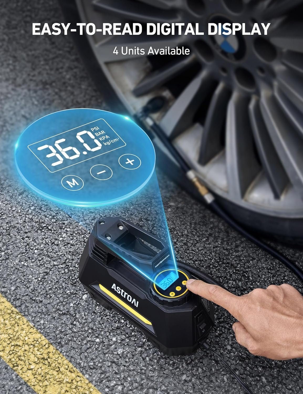 astroai tire inflator portable air compressor air pump for car tires car accessories, 9.8ft cord 12v dc powered auto pump with digital pressure gauge, emergency led light for bicycle, balloons, yellow astroai tire inflator portable air compressor air pump for car tires car accessories, 9.8ft cord 12v dc powered auto pump with digital pressure gauge, emergency led light for bicycle, balloons, yellow