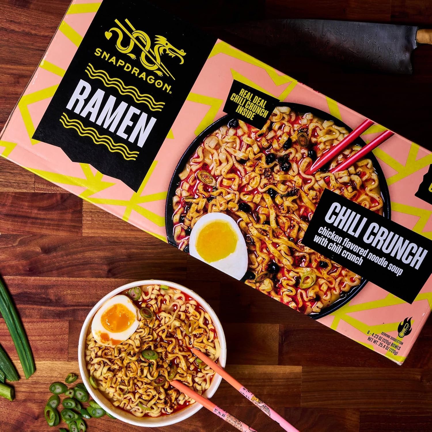 snapdragon chili crunch ramen cup noodles 6 pack instant ramen bowl with authentic wheat noodles, soup sauce base, vege pack and chili crunch oil. microwave or hot water, easy meal prep (4.23oz x 6) snapdragon chili crunch ramen cup noodles 6 pack instant ramen bowl with authentic wheat noodles, soup sauce base, vege pack and chili crunch oil. microwave or hot water, easy meal prep (4.23oz x 6)